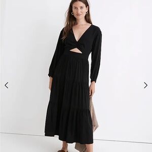 Madewell Lusterweave Cutout Midi Dress black NWT size 6